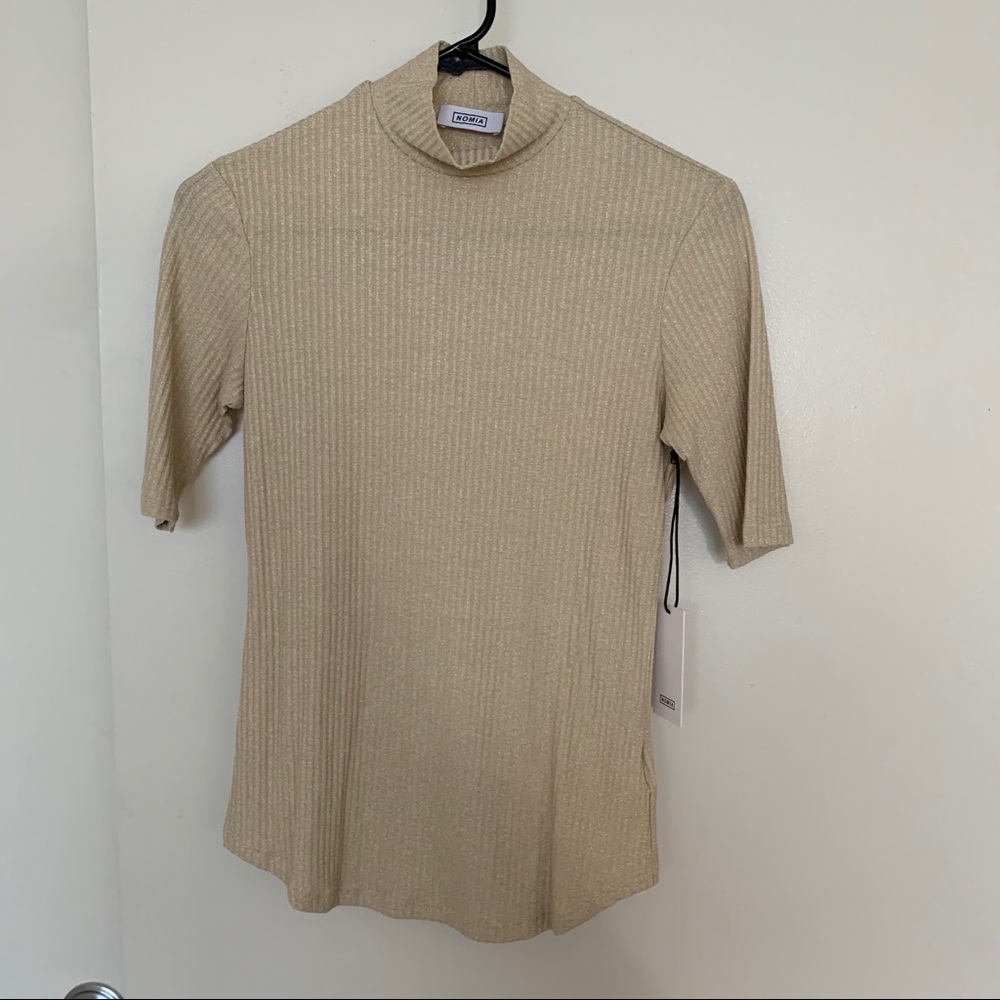 nomia metallic beige top